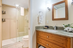 Standard king room with large windows and cozy furnishings at Glunz Resort